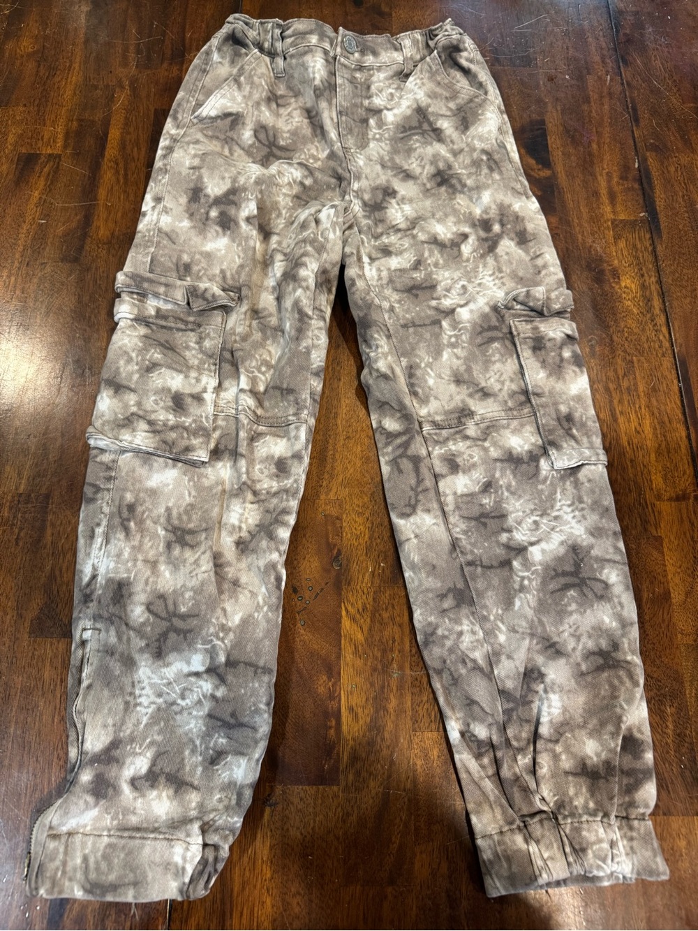 Vintage Gray Tie-Dye Cargo Pants